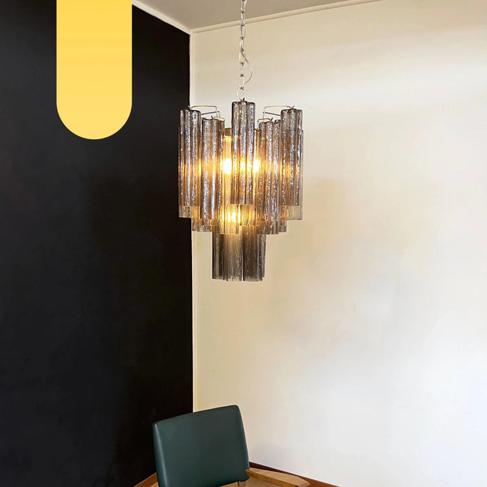 Fantastic Smoked Murano Glass Tube Chandelier-DWHOME
