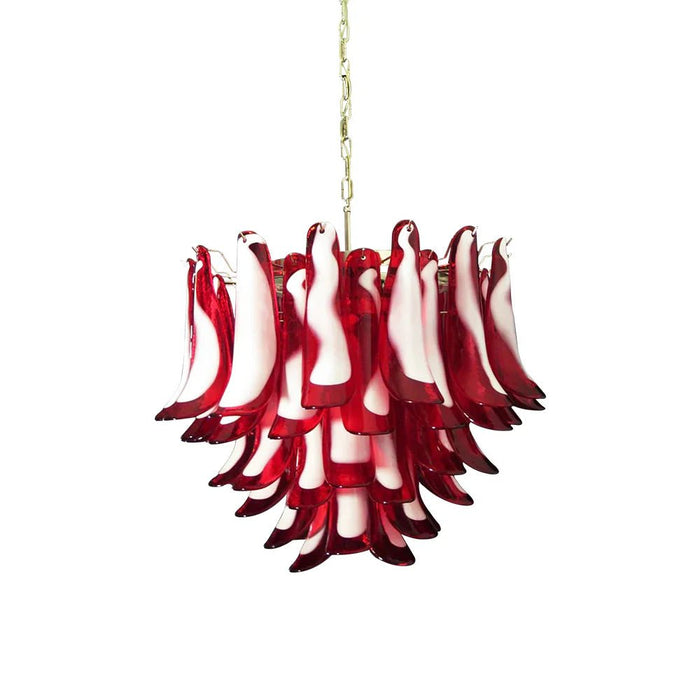Vintage Red Glass Murano Petals Chandelier-DWHOME
