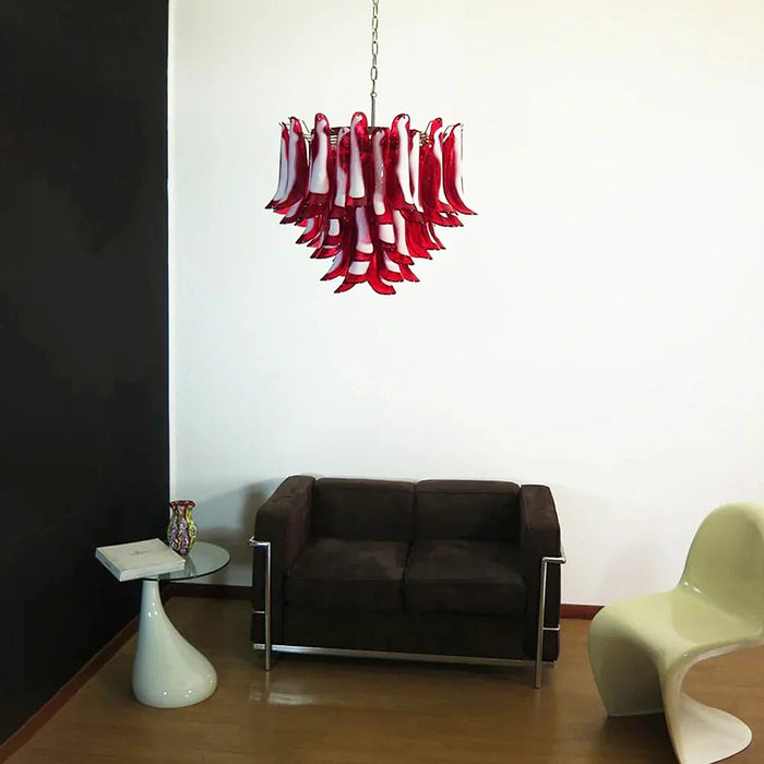 Vintage Red Glass Murano Petals Chandelier-DWHOME