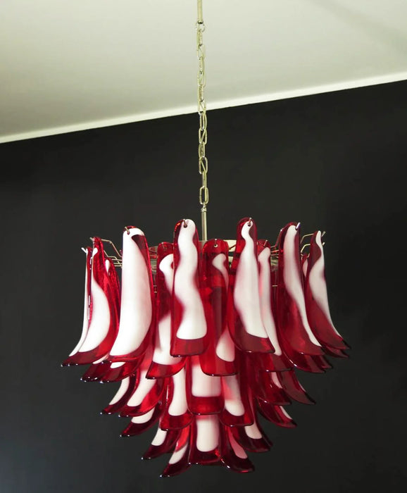Vintage Red Glass Murano Petals Chandelier-DWHOME
