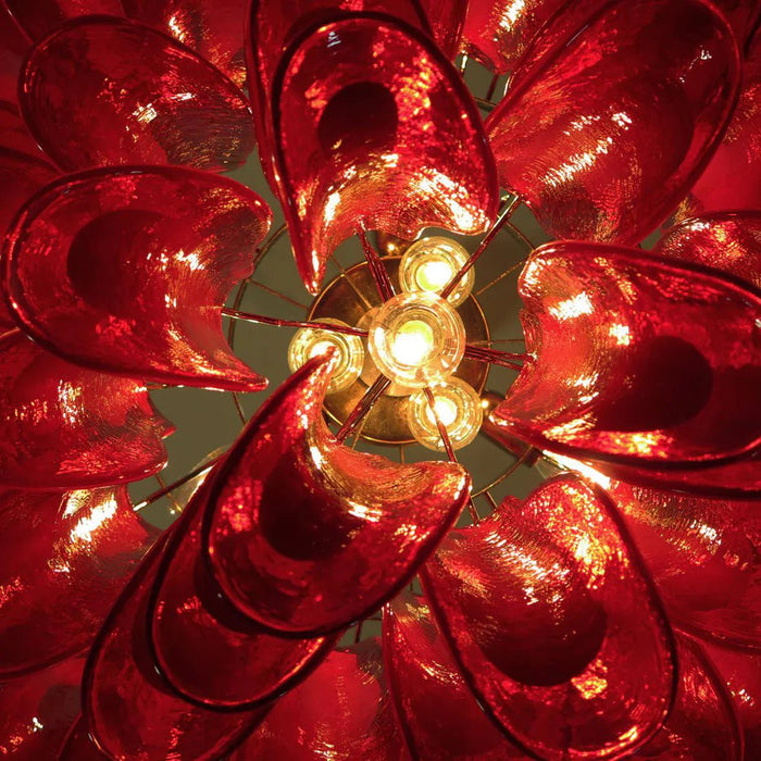 Vintage Red Glass Murano Petals Chandelier-DWHOME