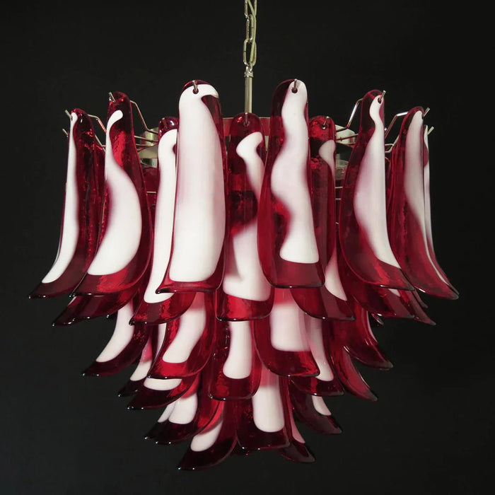 Vintage Red Glass Murano Petals Chandelier-DWHOME