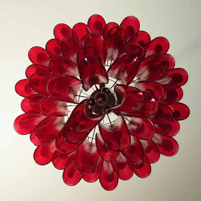 Vintage Red Glass Murano Petals Chandelier-DWHOME