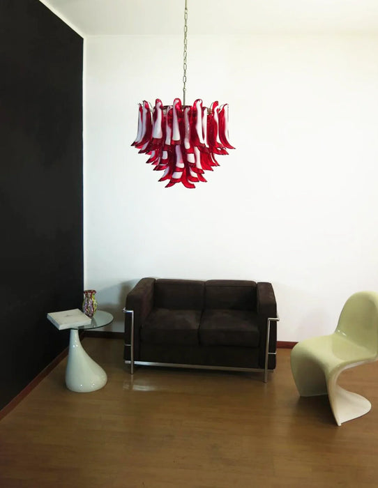 Vintage Red Glass Murano Petals Chandelier-DWHOME