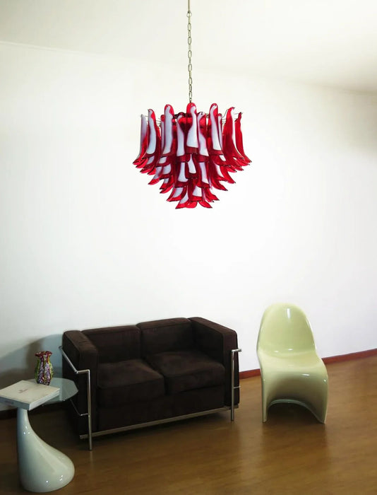 Vintage Red Glass Murano Petals Chandelier-DWHOME