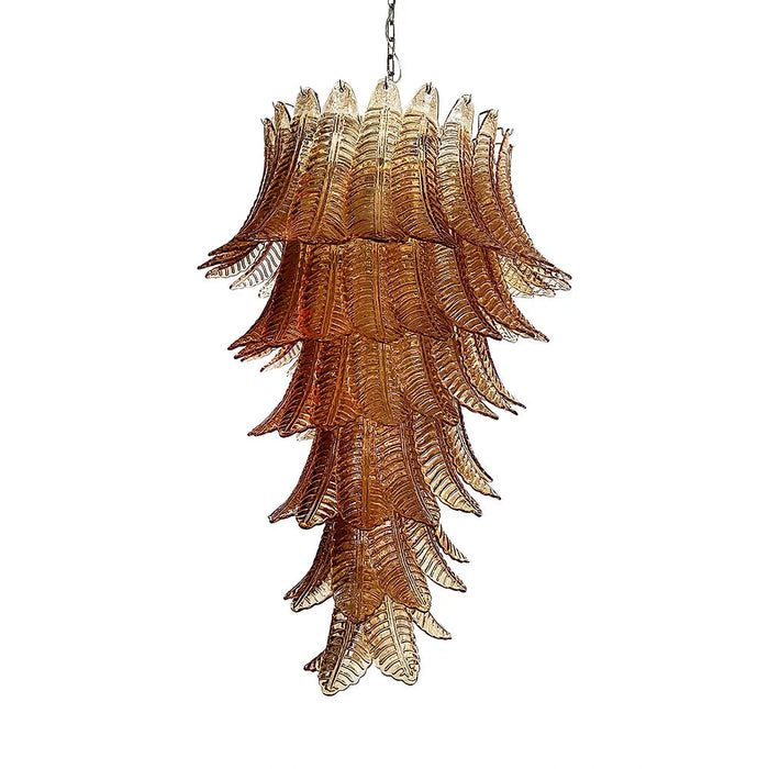 Murano Amber Felch Spiral Chandelier-DWHOME