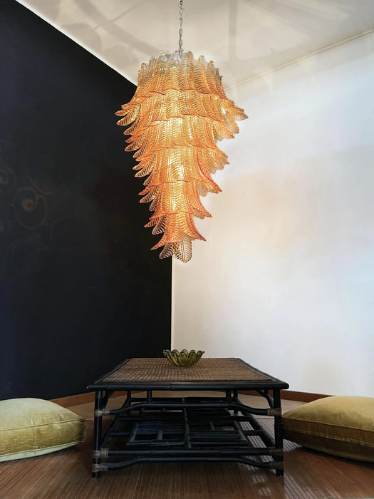 Murano Amber Felch Spiral Chandelier-DWHOME