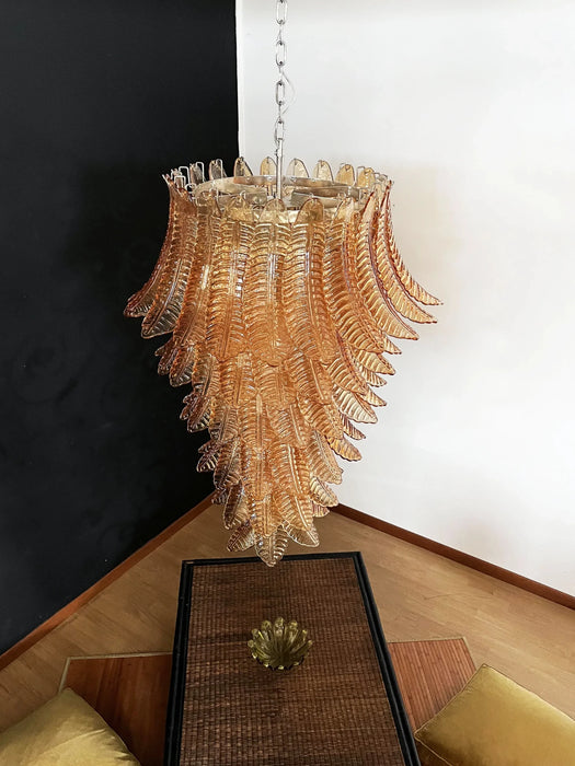 Murano Amber Felch Spiral Chandelier-DWHOME