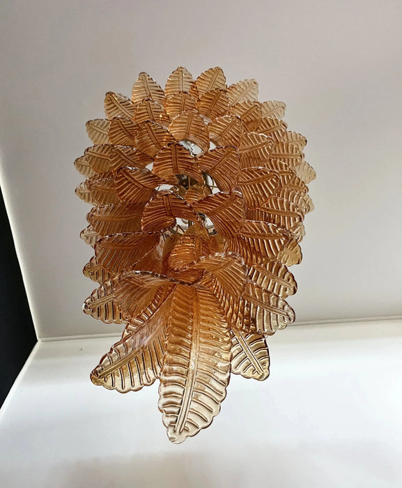 Murano Amber Felch Spiral Chandelier-DWHOME