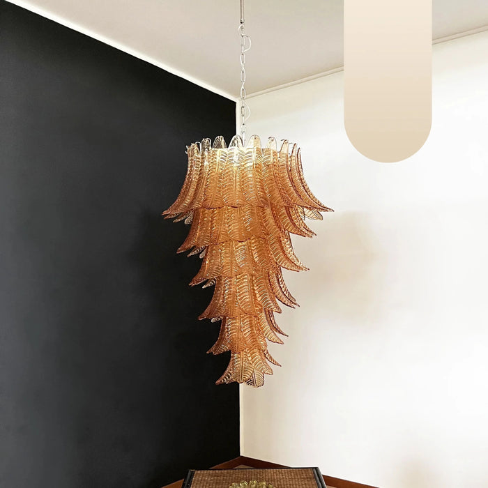 Murano Amber Felch Spiral Chandelier-DWHOME