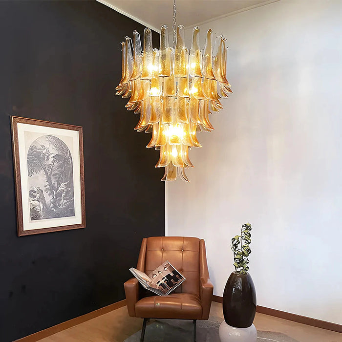 Murano Amber Glass Petals Chandelier-DWHOME