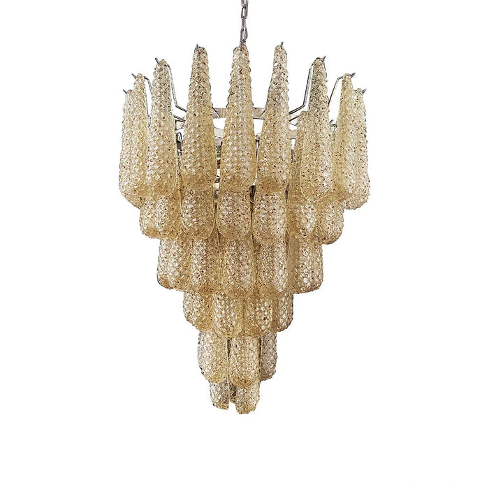 Vintage Amber Murano Glass Petals Drop Chandelier-DWHOME