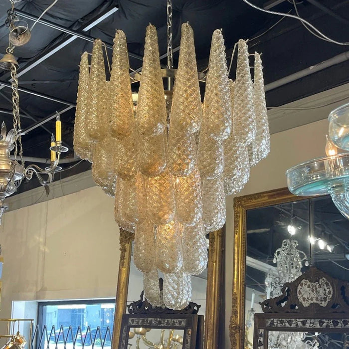 Vintage Amber Murano Glass Petals Drop Chandelier-DWHOME