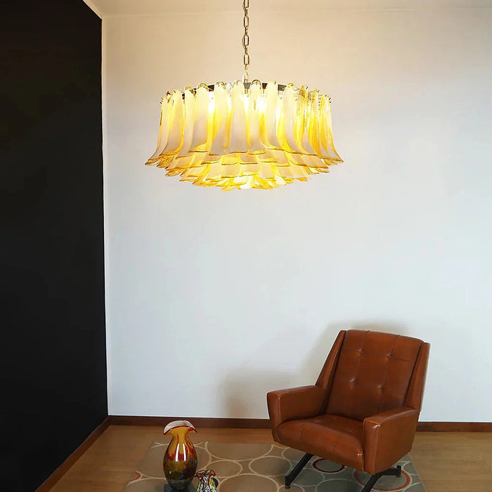 Murano Caramel Glass Petal Chandelier-DWHOME