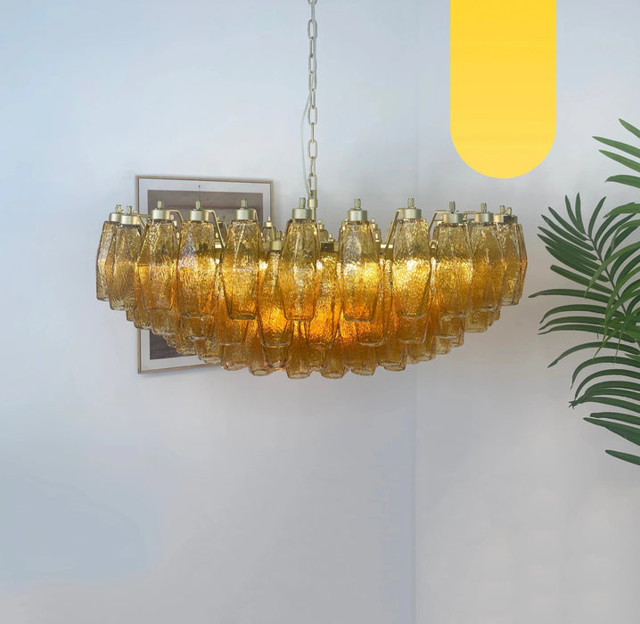Murano Faceted Amber Glass Chandelier-DWHOME