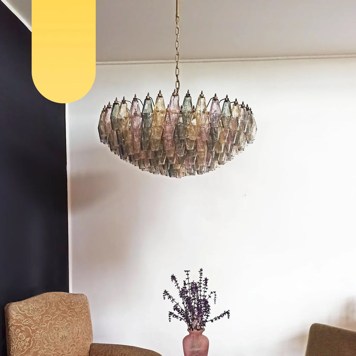 Murano Faceted Multicolor Glass Chandelier-DWHOME