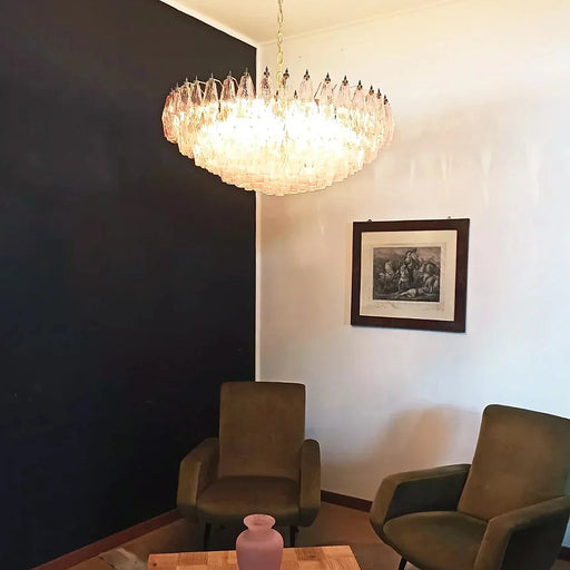 Murano Faceted Pink Glass Chandelier-DWHOME