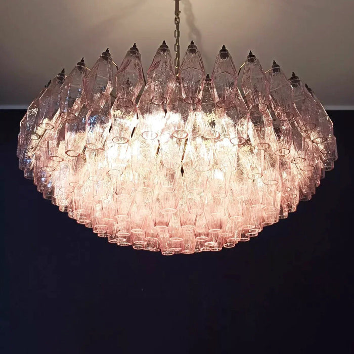 Murano Faceted Pink Glass Chandelier-DWHOME