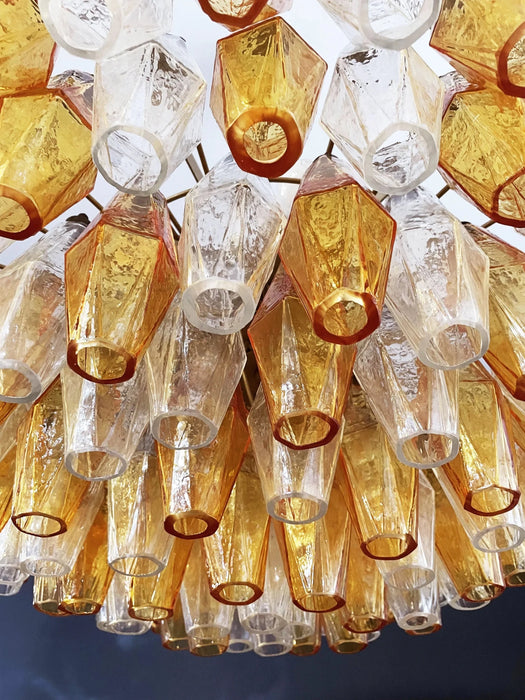 Murano Faceted Transparent Amber Glass Chandelier-DWHOME