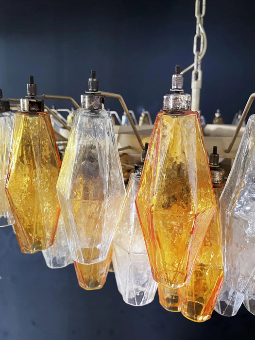 Murano Faceted Transparent Amber Glass Chandelier-DWHOME