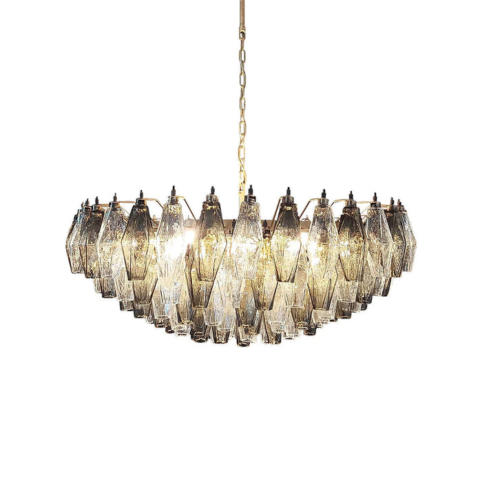Murano Faceted Transparent Smoked Glass Chandelier-DWHOME