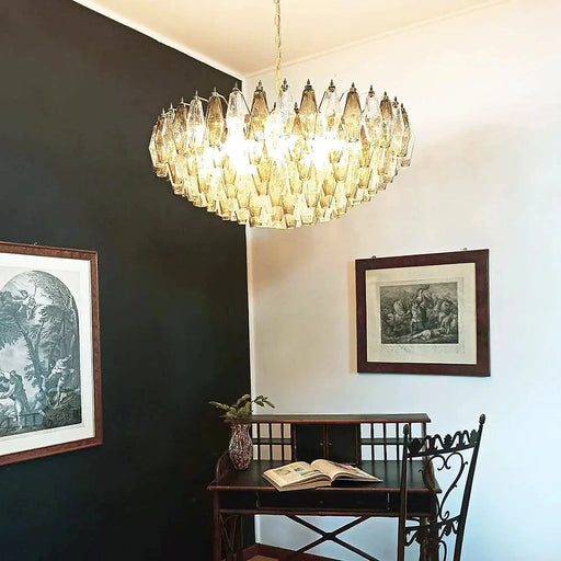 Murano Faceted Transparent Smoked Glass Chandelier-DWHOME