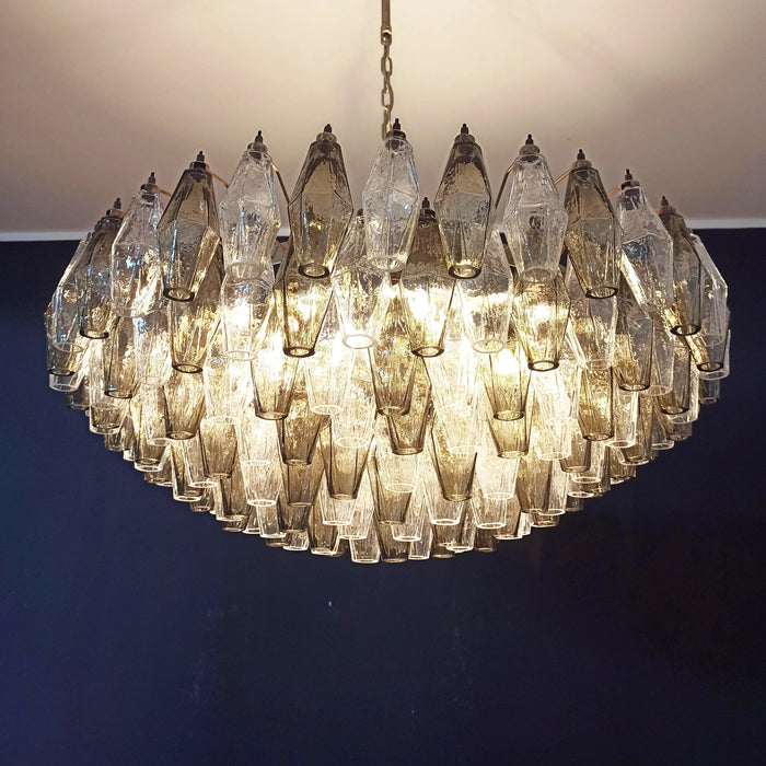 Murano Faceted Transparent Smoked Glass Chandelier-DWHOME