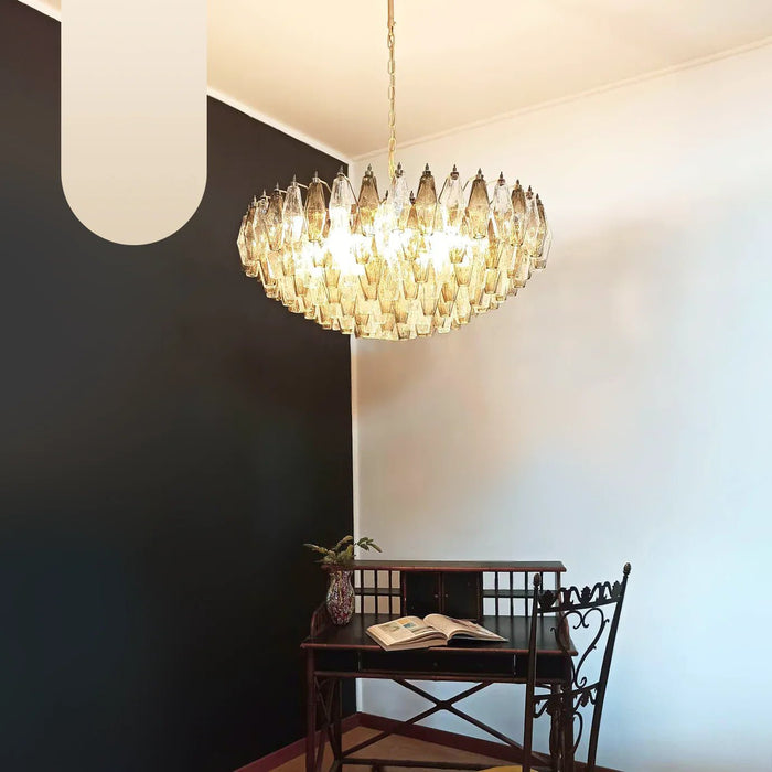 Murano Faceted Transparent Smoked Glass Chandelier-DWHOME