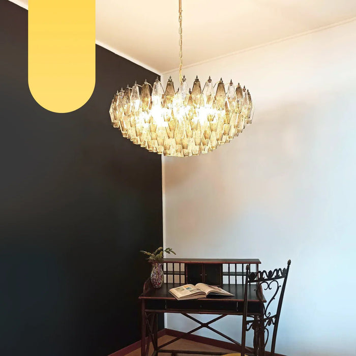 Murano Faceted Transparent Smoked Glass Chandelier-DWHOME
