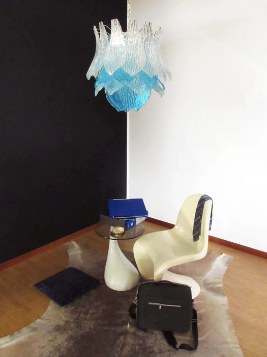 Vintage Murano Transparent Blue Glass Chandelier-DWHOME