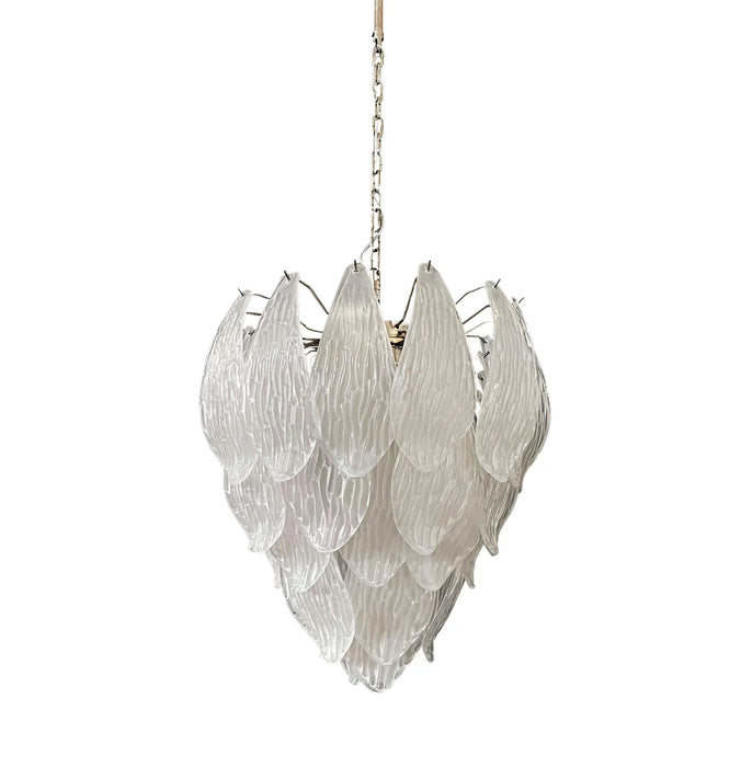 Murano Frosted Carved Glass Leaves Chandelier-DWHOME