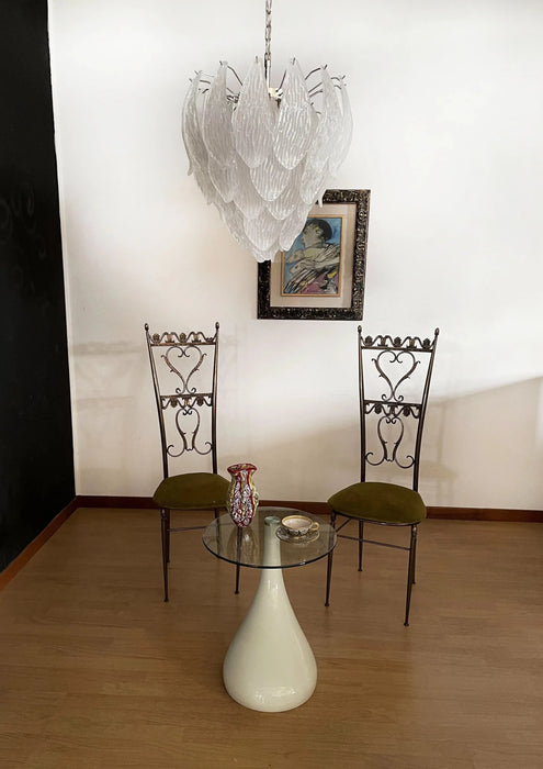 Murano Frosted Carved Glass Leaves Chandelier-DWHOME