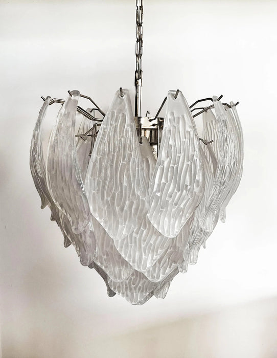 Murano Frosted Carved Glass Leaves Chandelier-DWHOME