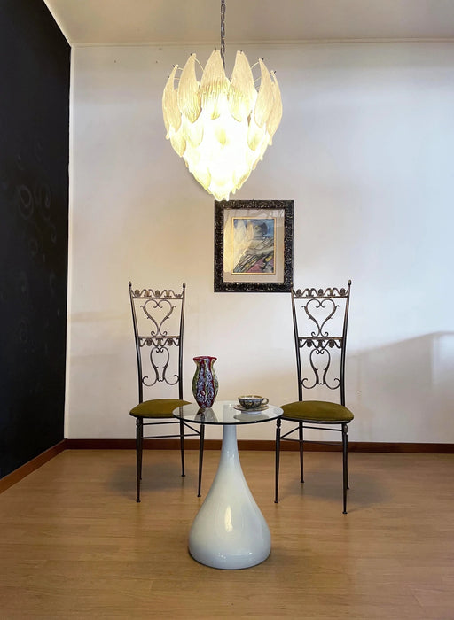 Murano Frosted Carved Glass Leaves Chandelier-DWHOME