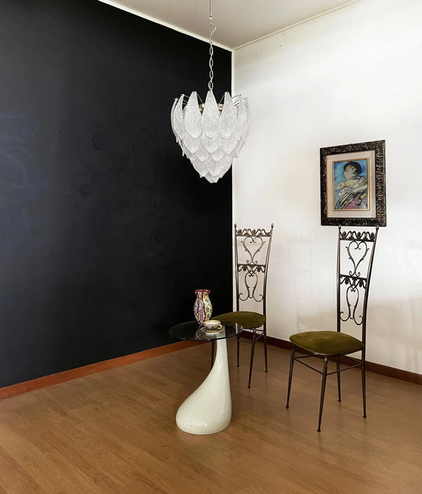 Murano Frosted Carved Glass Leaves Chandelier-DWHOME