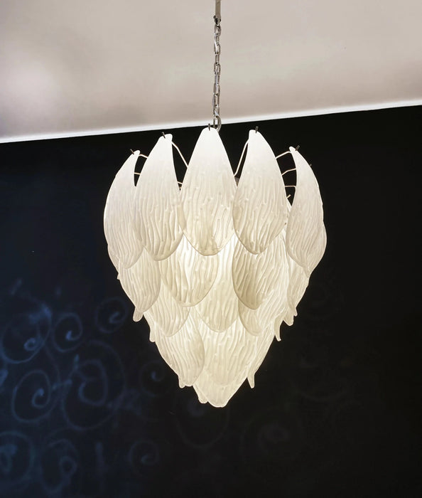 Murano Frosted Carved Glass Leaves Chandelier-DWHOME