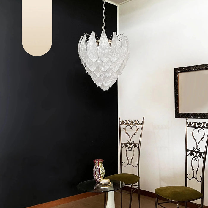 Murano Frosted Carved Glass Leaves Chandelier-DWHOME