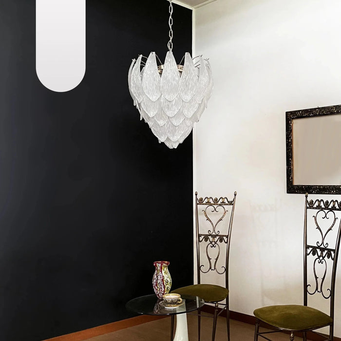 Murano Frosted Carved Glass Leaves Chandelier-DWHOME