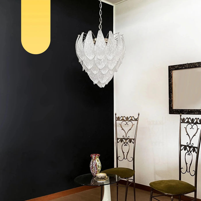 Murano Frosted Carved Glass Leaves Chandelier-DWHOME