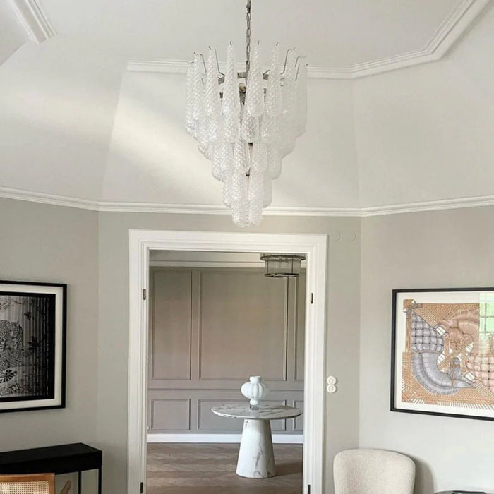 Vintage Transparent Murano Glass Petals Drop Chandelier-DWHOME