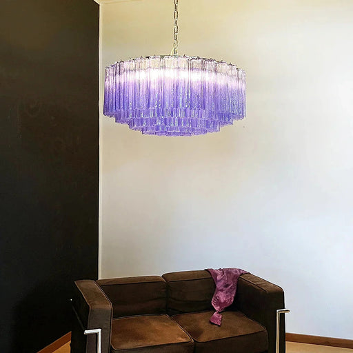 Murano Large Amethyst Glass Tube Chandelier-DWHOME