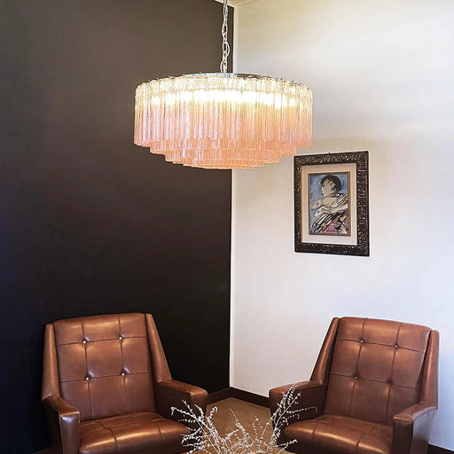 Murano Large Pink Glass Tube Chandelier-DWHOME
