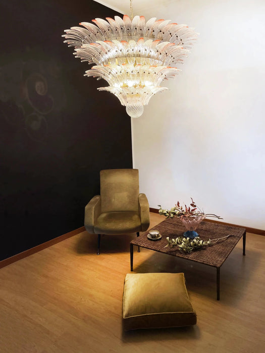 Murano Palmette Pink Trasparent Chandelier-DWHOME