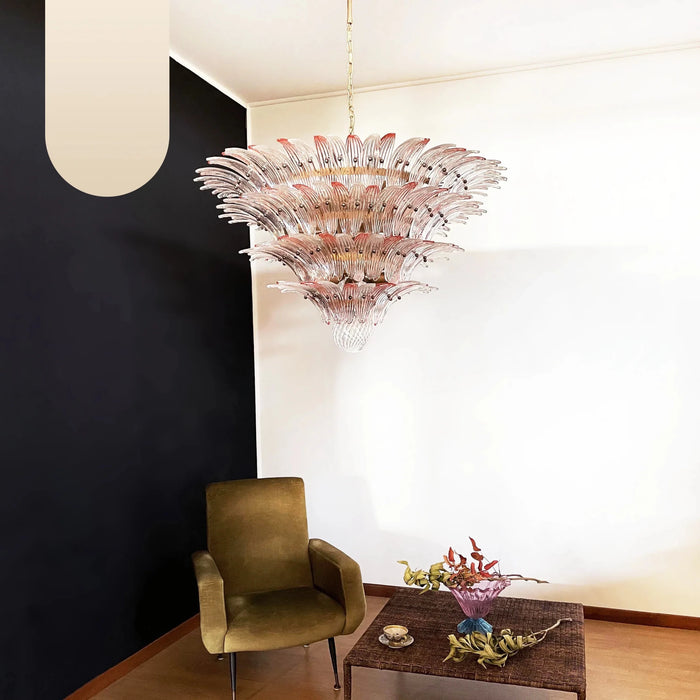 Murano Palmette Pink Trasparent Chandelier-DWHOME