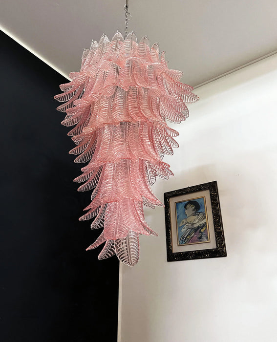 Murano Pink Felch Spiral Chandelier-DWHOME