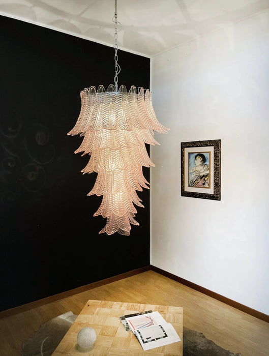 Murano Pink Felch Spiral Chandelier-DWHOME