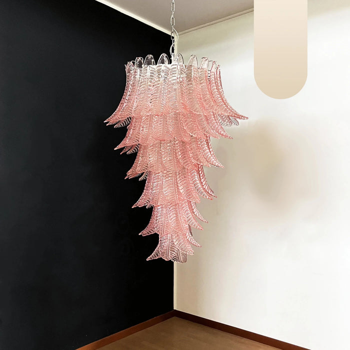 Murano Pink Felch Spiral Chandelier-DWHOME