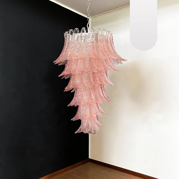 Murano Pink Felch Spiral Chandelier-DWHOME