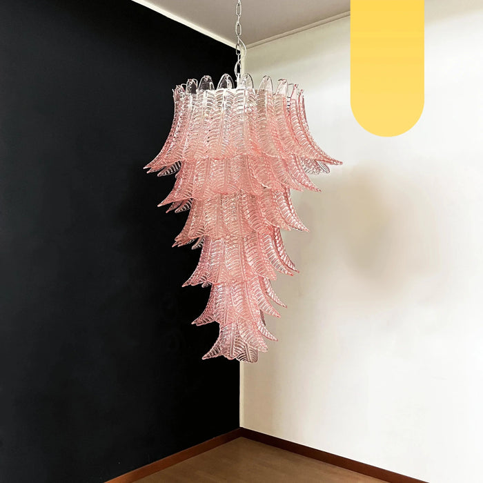 Murano Pink Felch Spiral Chandelier-DWHOME