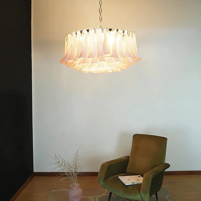 Murano Pink Glass Petal Chandelier-DWHOME